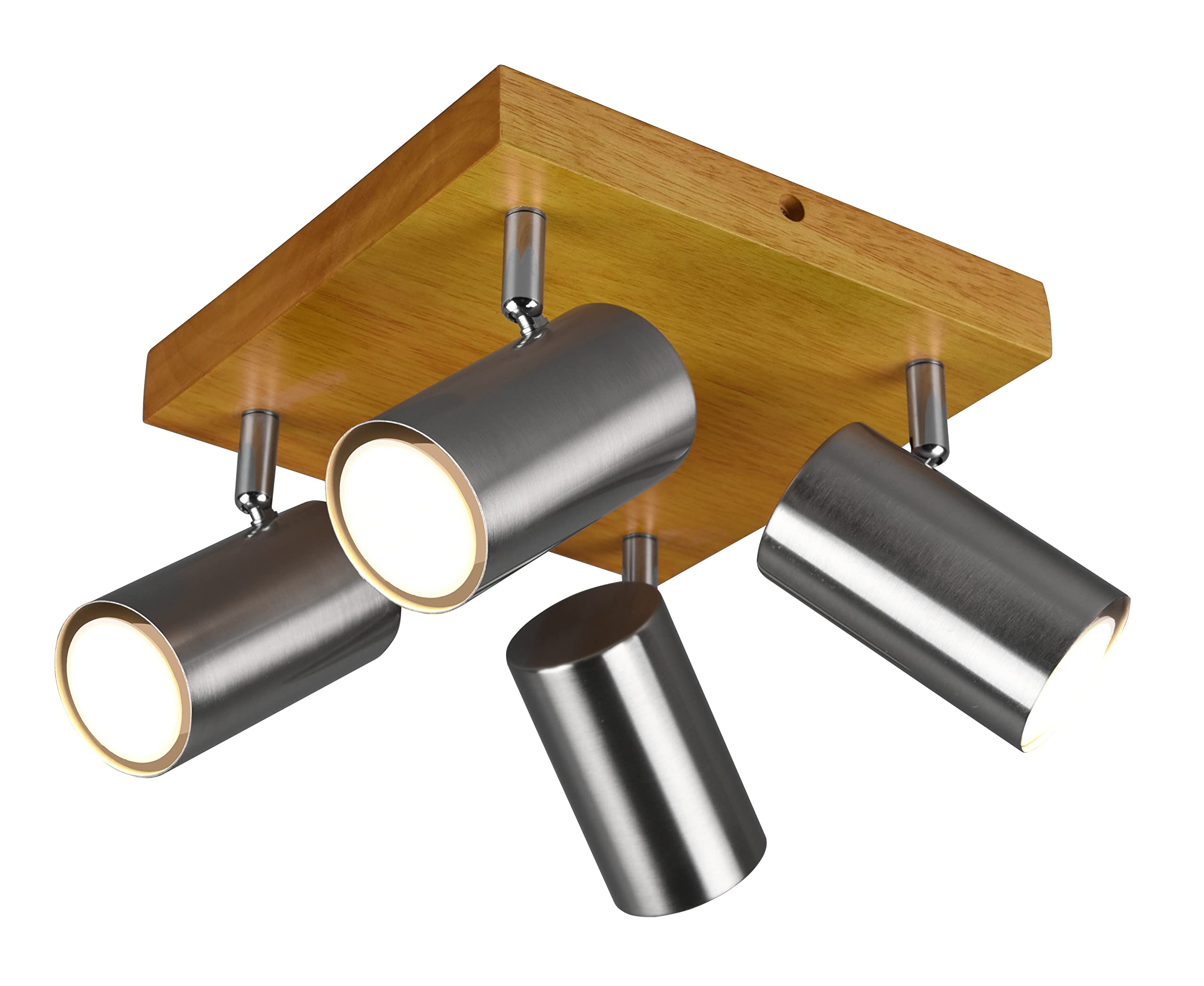 Trio Leuchten Marley 812400407 Ceiling Light Metal Nickel Matt Wood 4X GU10 Not Included