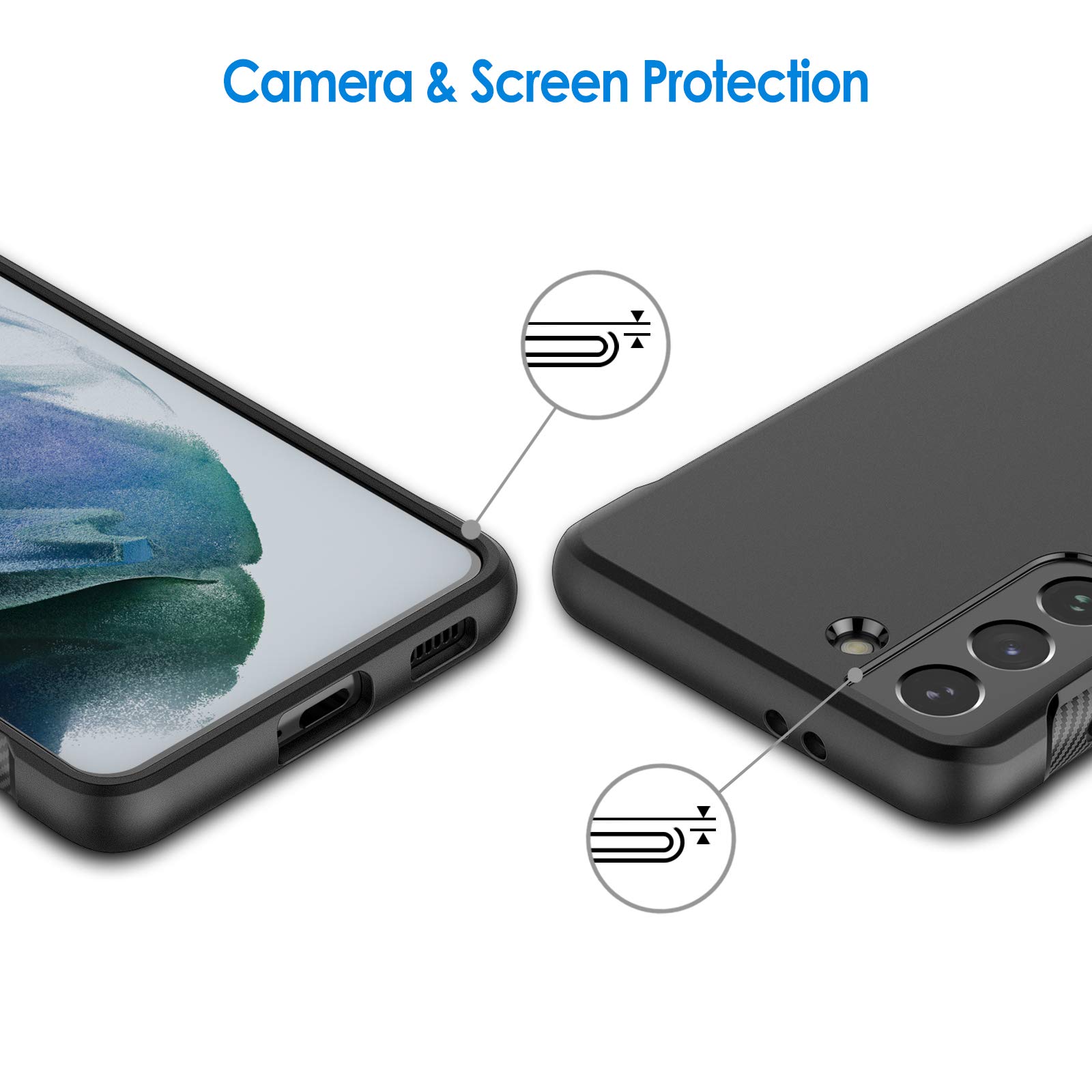 JETech Slim Fit Case for Samsung Galaxy S21 5G 6.2-Inch, Thin Phone Cover with Shock-Absorption and Carbon Fiber Design (Black)