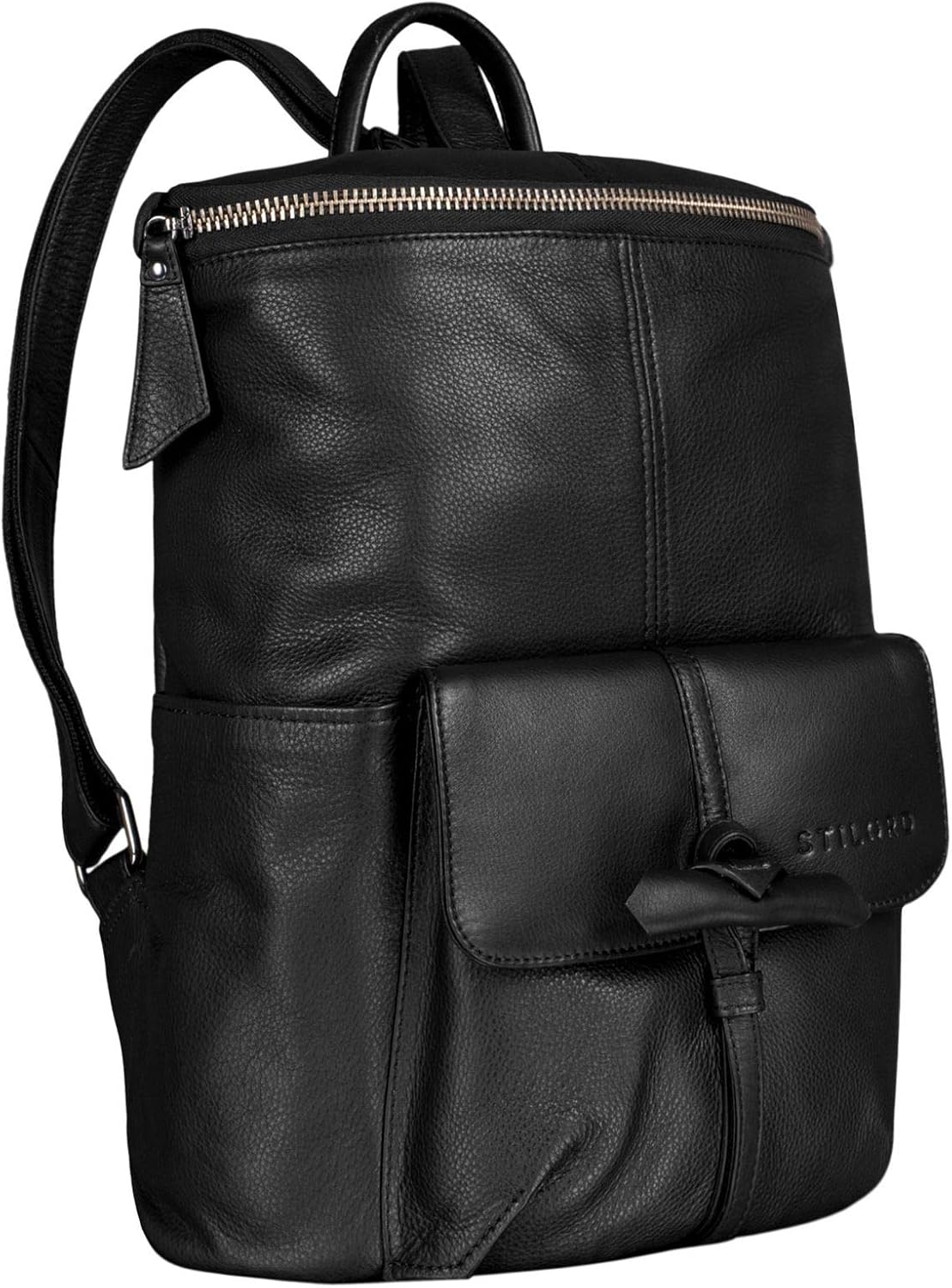 STILORD "Fernandez" Vintage Backpack Leather Large Men Women Business Office for 13.3 inch MacBooks Genuine Leather Colour:Black