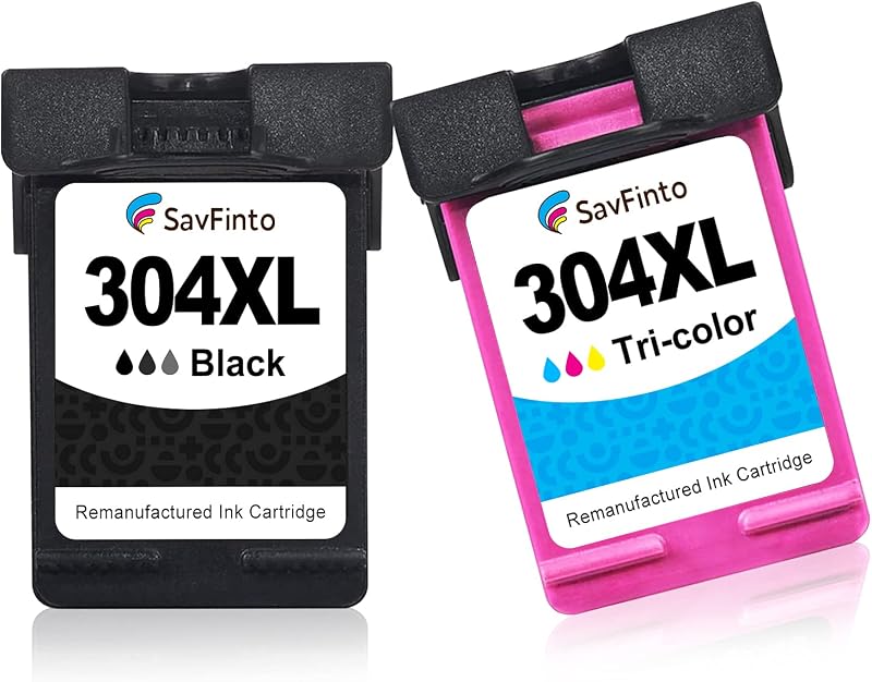 SavFinto 304XL Ink Cartridge Remanufactured for HP DeskJet Envy 5010 2620 3720