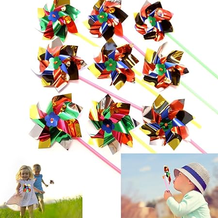 Amazon Com Dazzling Toys Paradise Party Pinwheels Pack Of 12 Multi Flamboyant Colors Pinwheel Measures 6 Stick Measures 11 Garden Outdoor
