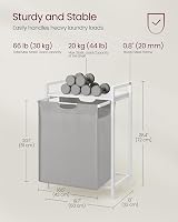 VASAGLE Laundry Basket 65 L Pull-Out Liner Shelf 50x33x72 cm Dove Grey view 5