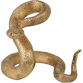 Guichifun Snake Statue Decor Halloween Decoration Collectible Figurines | Gold Resin Animal Chinese New Year Mascot, Home Shelf Office Table, Halloween Christmas Decoration, 7.25 x 7.25 x 6.5 Inch