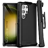 MOTIVE Designed for Samsung Galaxy S23 Ultra Case with Belt Clip, Military Grade Quad-Layer Rugged Phone Case - Black, Heavy Duty s23 Ultra Protective Case 6.8" | Black