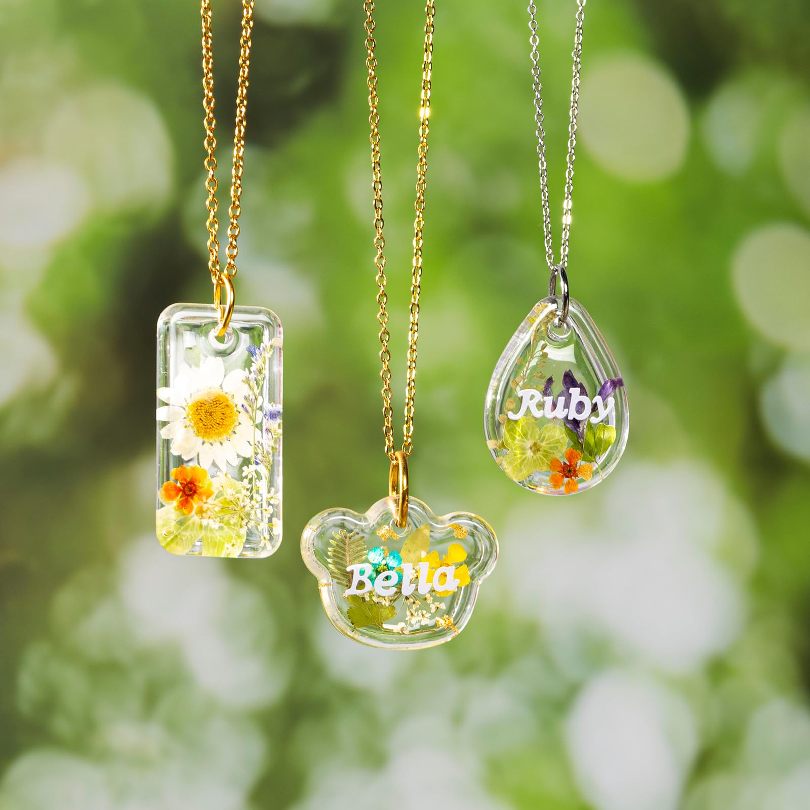 LET'S RESIN Keychain Resin Molds Silicone with Hole, 16 Cavities UV Resin Jewelry Pendant Mold for Beginner, Epoxy Resin Molds for Keychain Pendant Jewelry Making