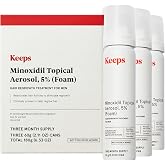 Keeps Minoxidil Foam 5% for Men, 3 Month Supply (3 x 2.11 Oz Bottles) | Extra Strength Topical Hair Regrowth Treatment, Non-Greasy Scalp Aerosol, Support Hair Growth