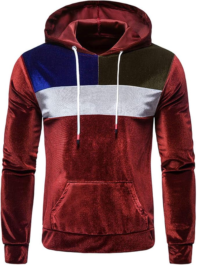 Sudadera con Capucha de Terciopelo para Hombre, Manga Larga, con cordón