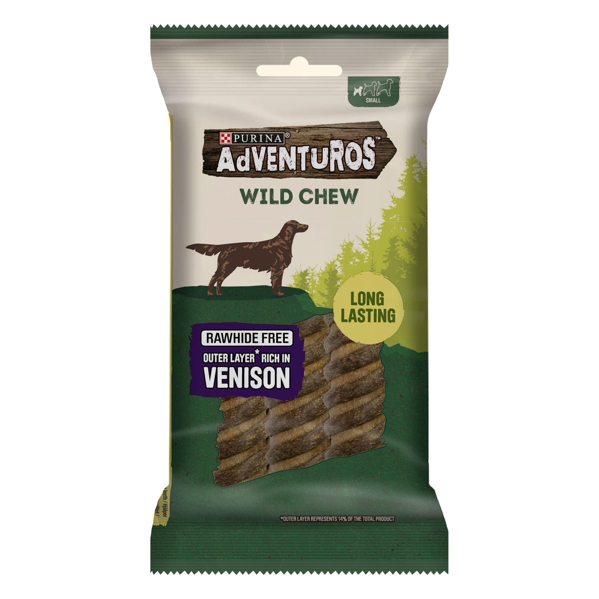 ADVENTUROS Wild Chew Venison Small Dog Treats 150g (Pack of 7)