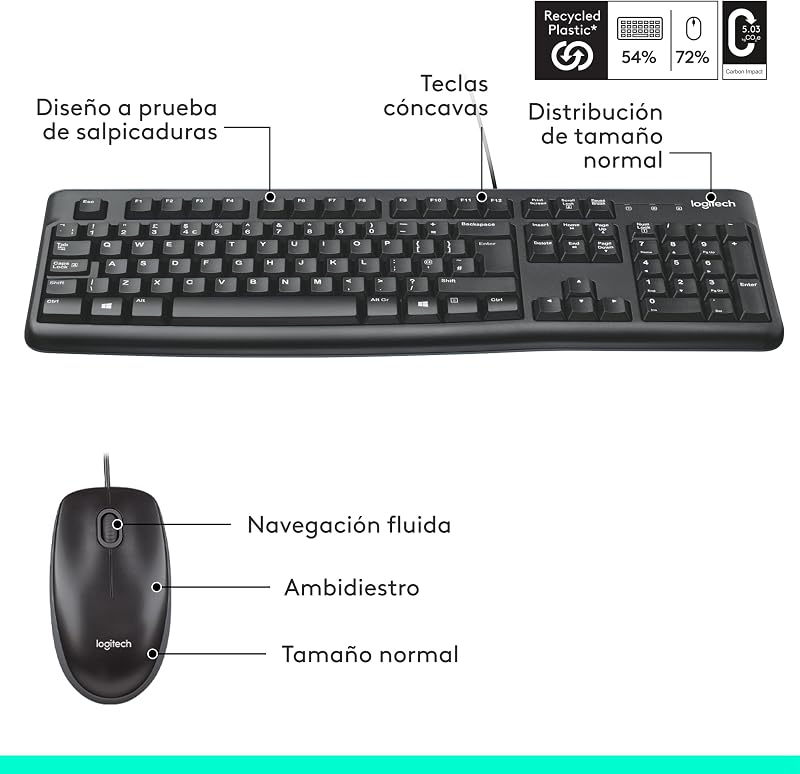 MK120 Combo com Teclado e Rato com Fios - QWERTY