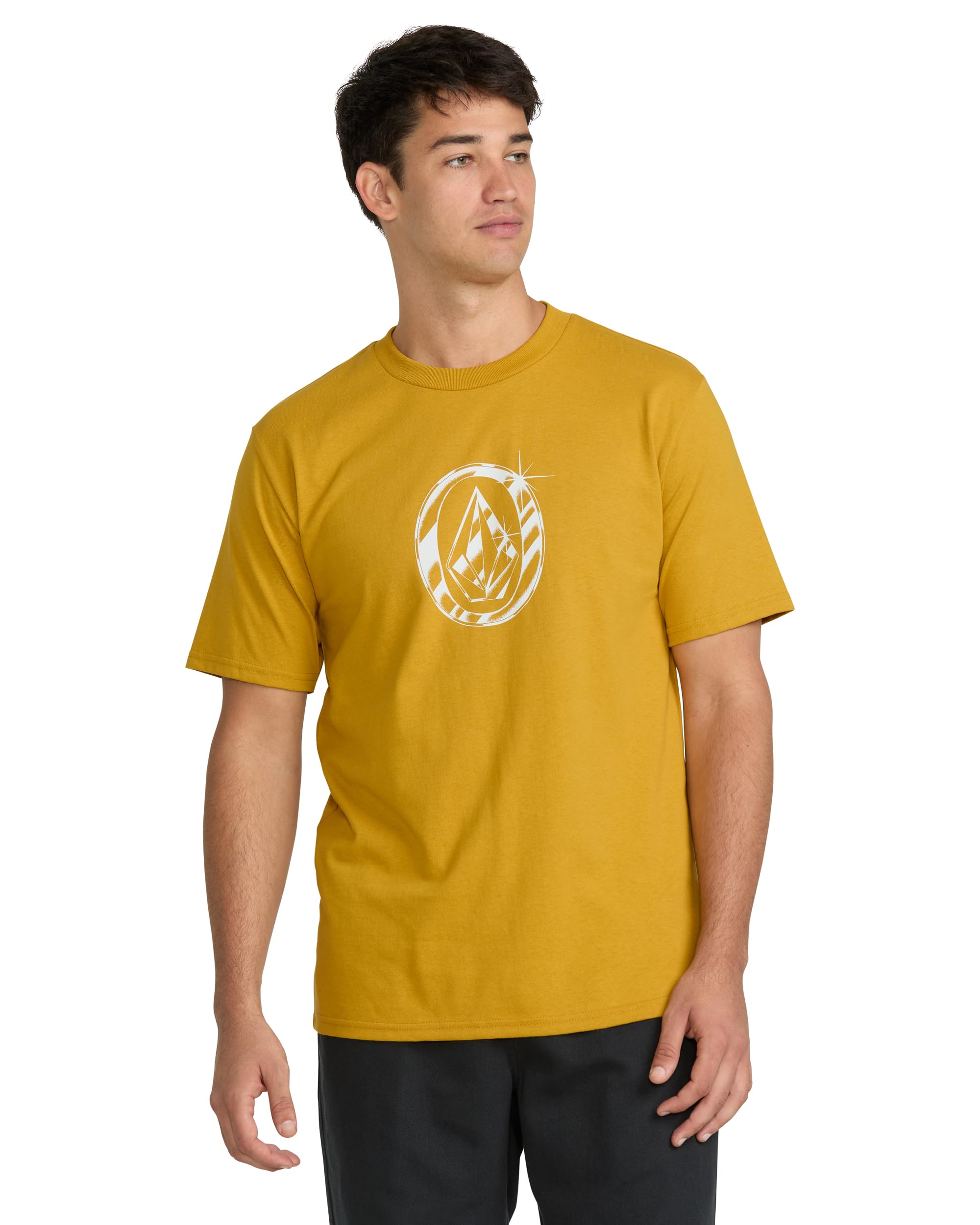 Photo 1 of ***BEIGE*** Volcom Men's Truck Stone Short Sleeve T Classic Fit Crewneck Tee, Soft Cotton, Lightweight & Breathable Casual Shirt, Mustard Gold
