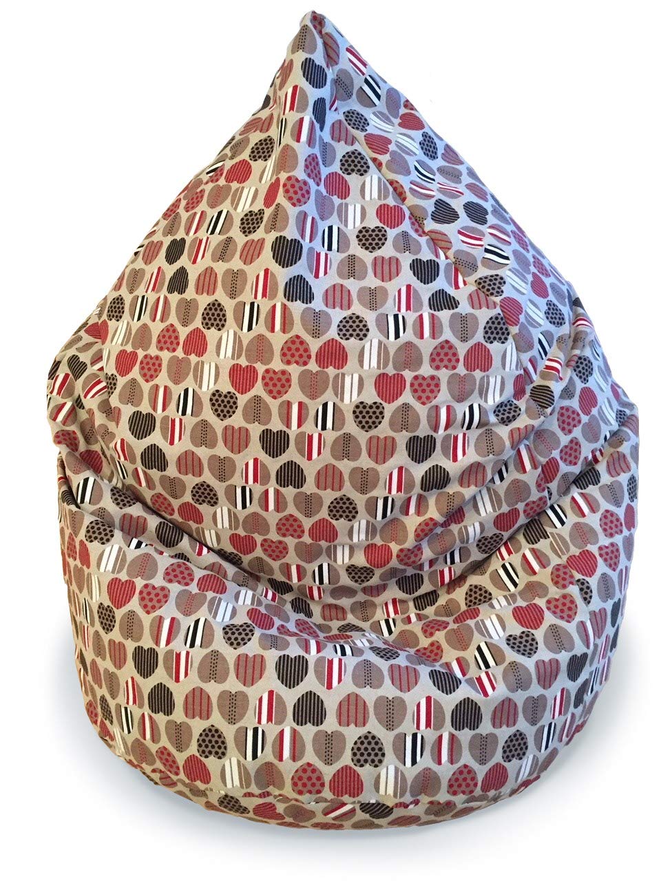 Heart print adult bean bag chair, Love gift, Natural linen