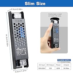 LED Driver 12V 60W 5A Slim LED Power Supply, AC