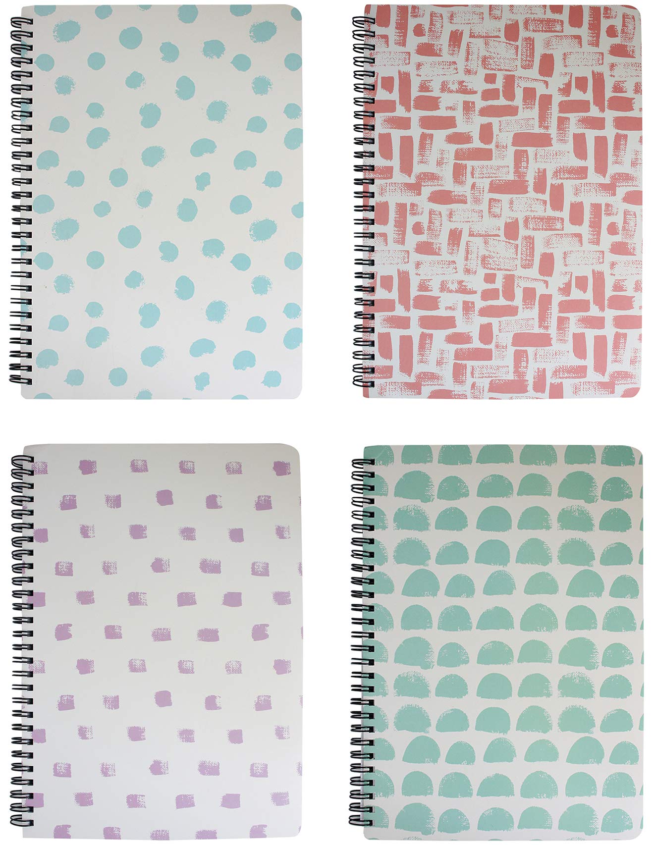 Emartbuy Printed Hard Cover Spiral Exercise Book Diary Notebook Notepad Writing Journal Ruled B5 Size 80 Sheets (160 Pages) - Set of 4