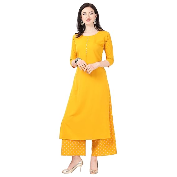 Crepe Stitched Kurti with Palazzo Set for Women