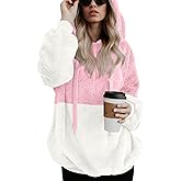 LONGYUAN Women Casual Hoodies Fashion Fuzzy Warm Pullover Sherpa Outerwear with Pockets