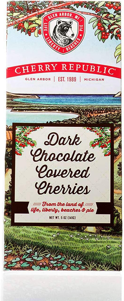 Cherry Republic Chocolate Cherries - Authentic & Fresh Chocolate Covered Cherries Straight from Michigan - Dark Chocolate, 5 Ounces