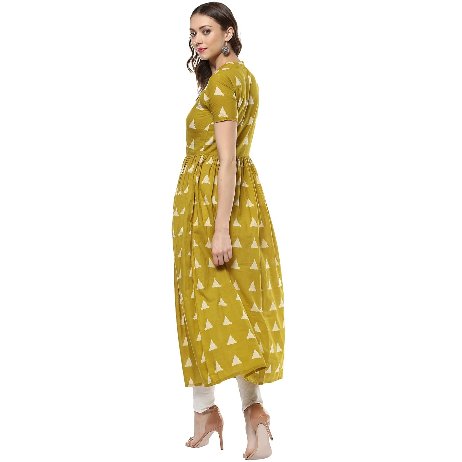 indian virasat women's cotton front slit kurti (yellow)