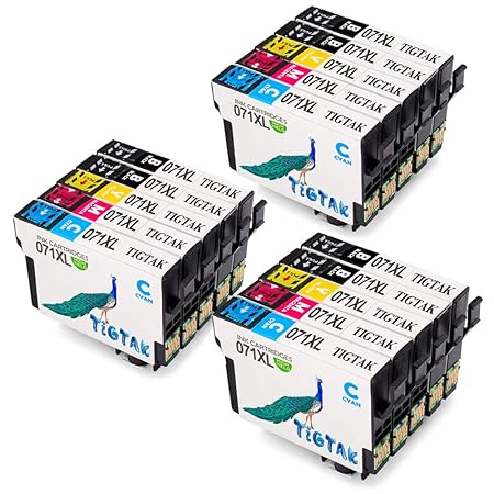 Tigtak Tintenpatrone für EPSON T0711 T0712 T0713 T0714 T0715 Druckerpatrone, Kompatibel mit Epson Stylus Office BX300F BX310F