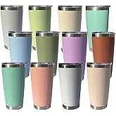 CWRIEB 20oz insulted tumblers stainless steel cup Tumbler Bulk with push Lid, and metal straw powder coated coffee cup for cold and hot drinking (12, Assorted color)