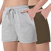 FEQO Women's Sweat Shorts with Pockets Drawstring Workout Lounge Shorts Casual Summer Running Clothes