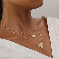 WFYOU Gold Heart Necklace for Women Dainty Tiny 14k