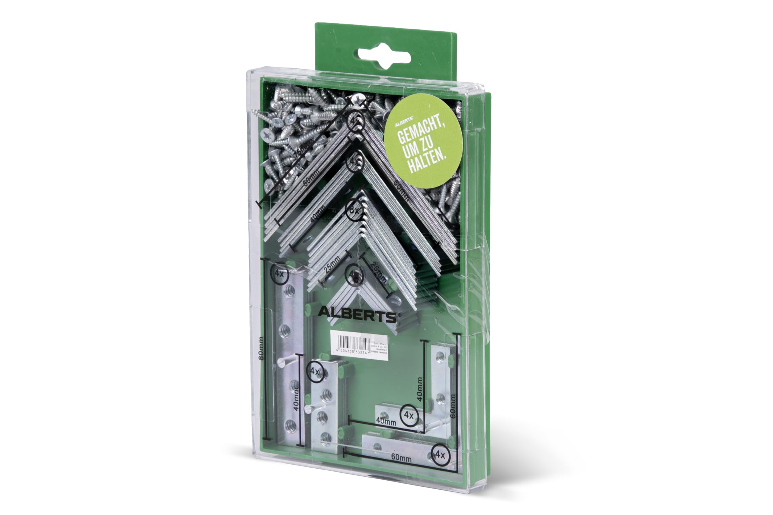 GAH-Alberts 332747 Angled Connecting Panels Raw Steel with Yellow Galvanised Surface in Assortment Box