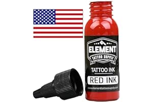 ELEMENT TATTOO SUPPLY - Red Tattoo Ink 1 oz Bottle for Color Tattooing and Shading Permanent Bright Bold Solid Easy to use Pigment Pre-Disperse Professional Artist