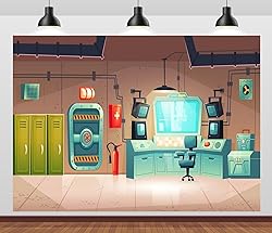 Loccor 5x4ft Fabric Cartoon Science Lab Backdrop