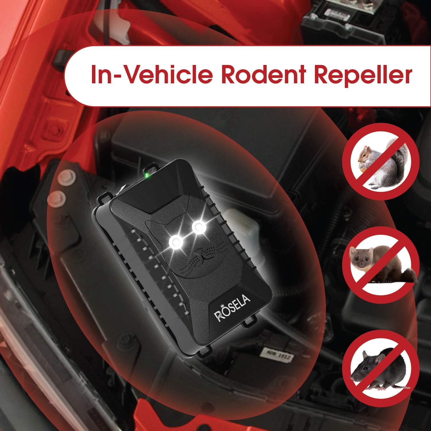 ROSELA Rodent Repellent - Mice Repellent Keep Under Hood Rodents, Mice, Rats, Squirrels, Bats from Car - Vehicle Ultrasonic Pest Repeller (2 Packs) : Garden & Outdoor