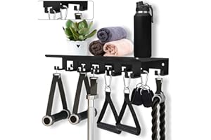 SAHANS Floating Shelf Organizer Compatible with Tonal Accessories Wall Mount Hanger with Hooks T-Lock Adapters Home Gym Weight wall Storage Equipment Metal Rack Holder Bracket Hanger Black Workout Fitness