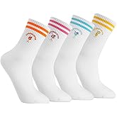 Jspupifip 4 Pairs Aperol Spritz Socks for Women Men, Funny Striped Cocktail Crew Cotton Socks for Cocktail Lovers Gift Ideas