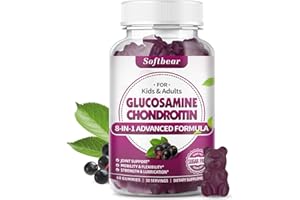 softbear Glucosamine Chondroitin Gummies, Sugar Free Glucosamine Chondroitin MSM with Elderberry Turmeric Supplement Support Joint Antioxidant, Elderberry Flavored 120 Count