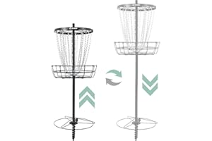 Patiassy Disc Golf Basket with 24/12 Heavy Duty Chains, Portable Disc Golf Target with Adjustable Height, Durable Practice Go