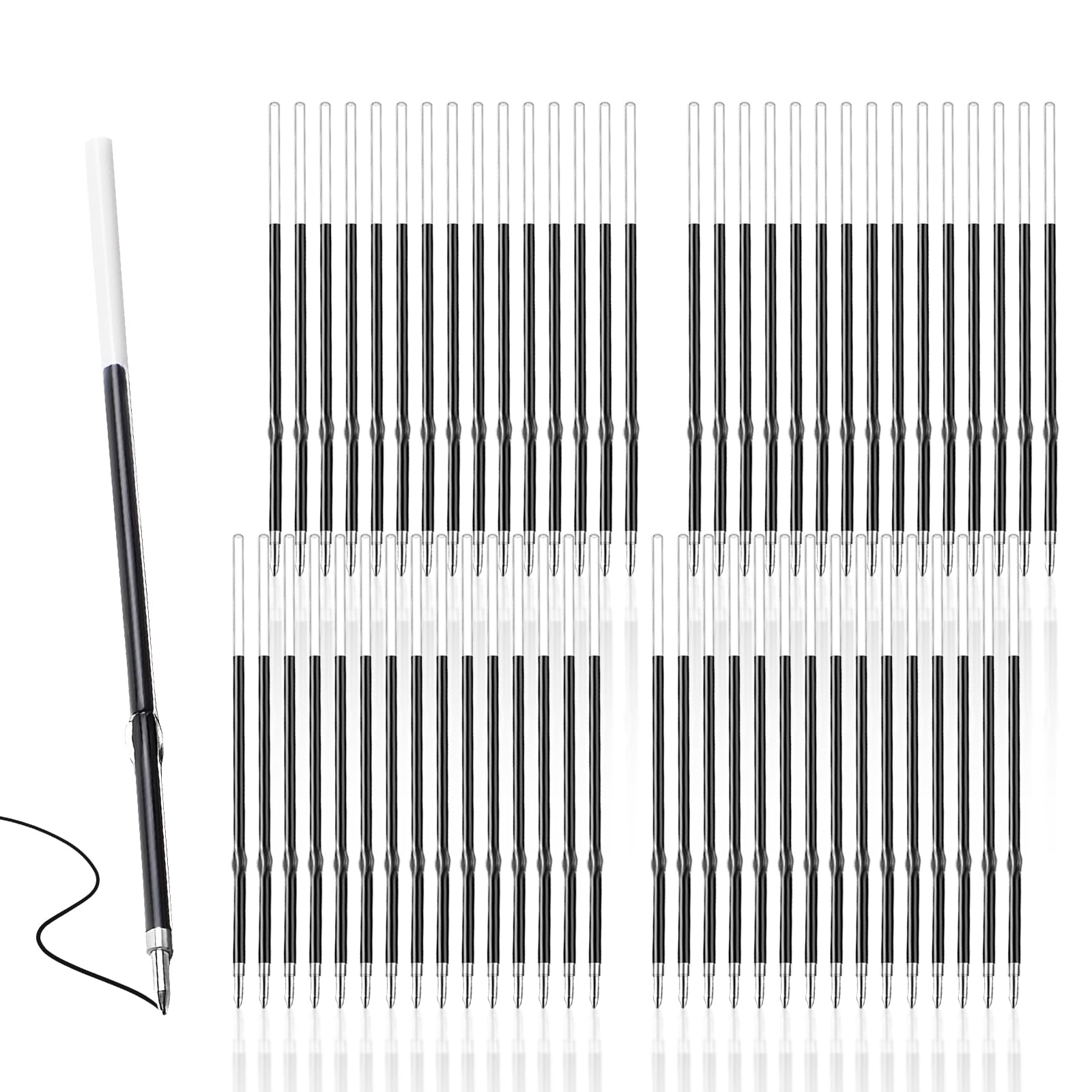 0.7mm Retractable Pen Refills - Black Ballpoint Ink Refills for Pens - Medium Point - 60Pcs