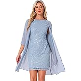 Allegra K Elegant Dress Set for Women's Wedding Guest Lace Sequin 2 Piece Dress