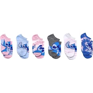 Disney Stitch Socks for Girls, Lilo & Stitch 10 Pack No Show Sock Set for Kids, Toddler and Little Kids Shoe Sizes