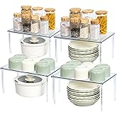 Bobomoment Acrylic Cabinet Organizer, Set of 4 Spice Rack Organizer for Cabinet, Desk Countertop Shelf Organizer, Pantry Kitchen Storage and Organization, Stackable Shelves House Essentials for Gift