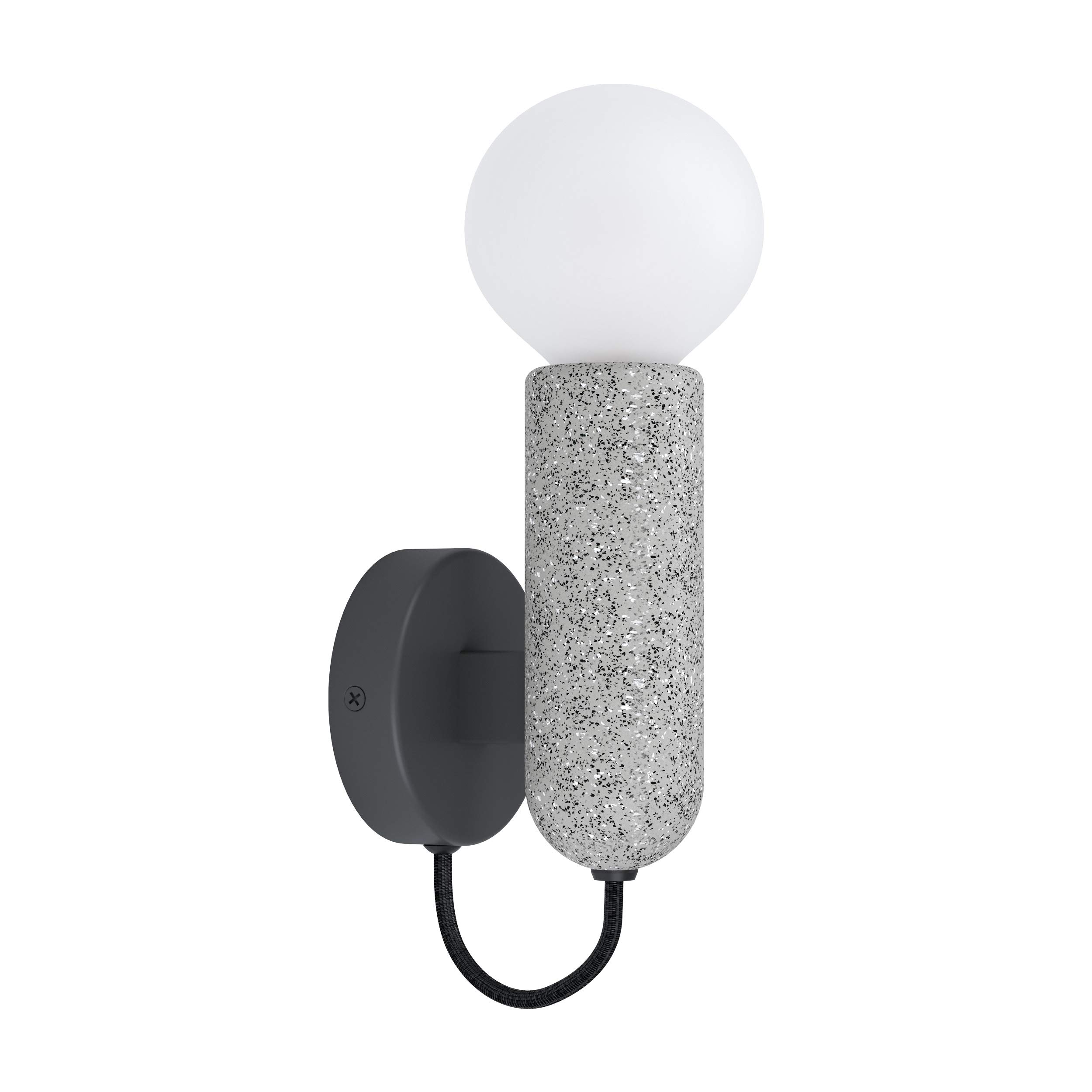EGLO Giaconecchia Wall Lamp, 1-Bulb Wall Light Vintage, Wall Light Indoor Made of Steel and Terrazzo, Living Room Lamp, Hallway Lamp in Anthracite, Grey, E27 Socket