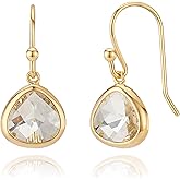 14k Gold-Plated Cubic Zirconia Rhinestone Earrings - Hypoallergenic, Lightweight Clear Crystal Dangle Earrings for Brides, Elegant Minimalist Wedding Jewelry by MJLULU