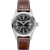 Hamilton Khaki Field Automatic Men
s Watch, 38mm Stainless Steel Case, Swiss Made, Black Dial Analog Wrist Watch for Men, 100