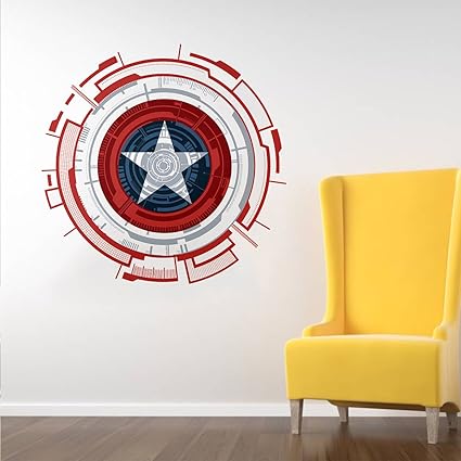 DisneysCaptain America Digital Printed PVC Vinyl Wall Decal/Sticker - (Pack of 1-55cm x55cm) - SB144