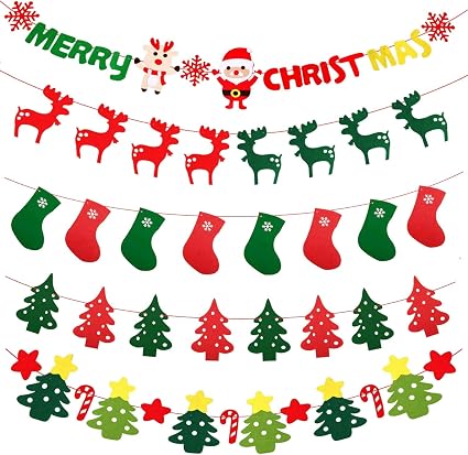 Amazon Com Merry Christmas Banner Christmas Tree Elk Christmas