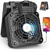 JINLICTE Solar Camping Fan with LED Lantern, 10400mAh 10W Solar Panel fan, Quiet Battery Operated Tent Fan for Picnic, Barbecue, Fishing, Travel