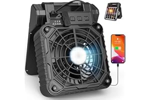 JINLICTE Solar Camping Fan with LED Lantern, 10400mAh 10W Solar Panel fan, Quiet Battery Operated Tent Fan for Picnic, Barbecue, Fishing, Travel