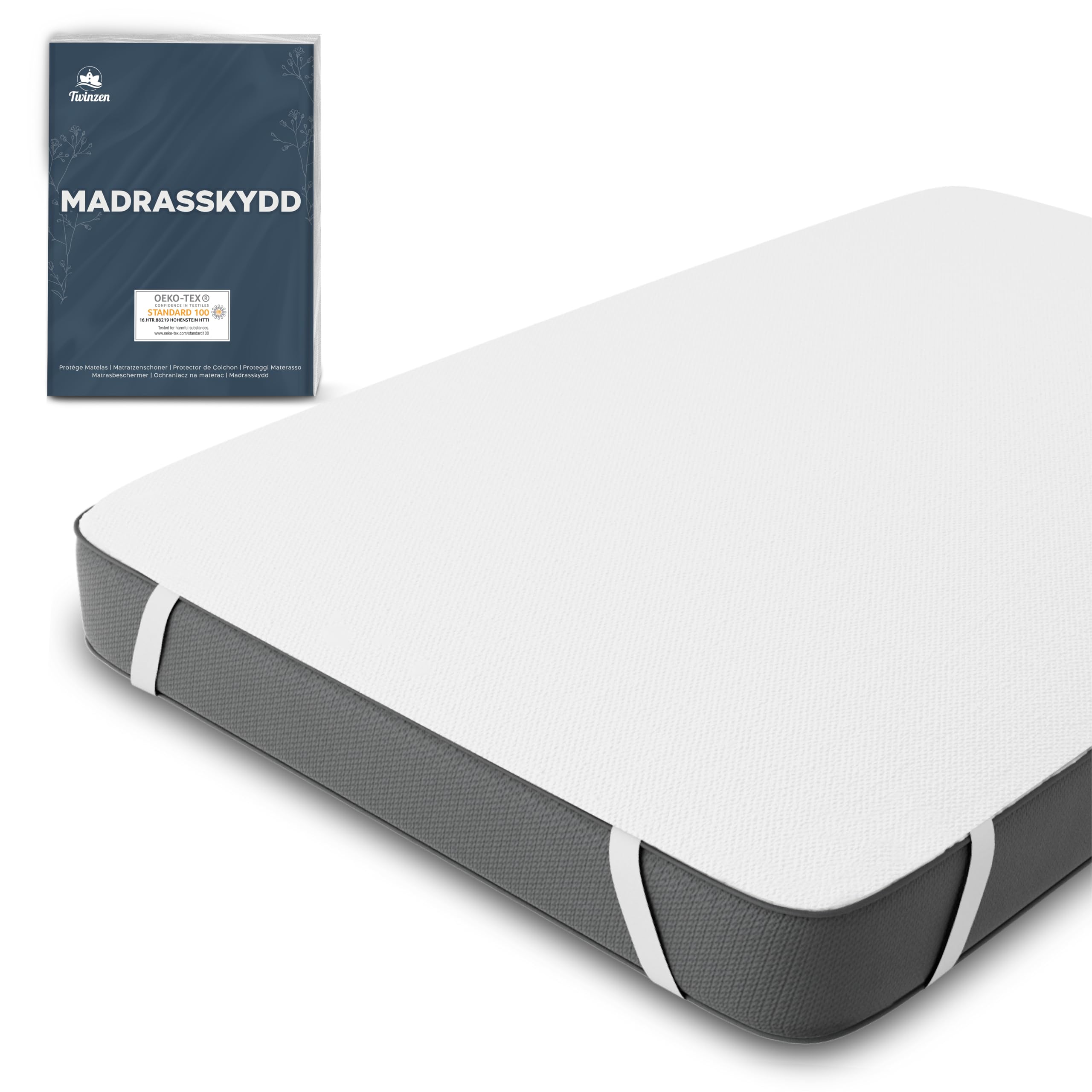 Waterproof Mattress Protectors – Mattress Protector 70 x 190 cm Waterproof Oeko Tex Certified by Twinzen – Mattress Topper 70 x 190 cm Breathable Cotton with 4 Elastic Corners