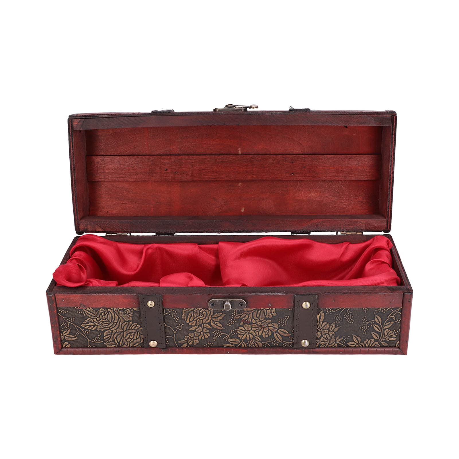 Vintage Treasure Chest Wine Box, Wood Wine Box European Retro Style Printed Pattern Alcohol Bottle Box for Wine Storage Gift Pack