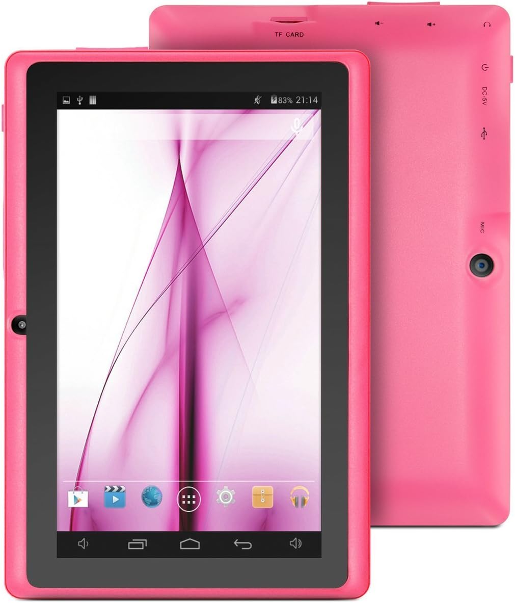 ProntoTec Axius Series 7 Inch Android 4.4 Tablet PC,HD 1024 x 600 Pixels Cortex A8 Dual Core Processor, 512MB/6GB, Dual Camera,G-Sensor, Google Play Pre-loaded -pink