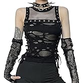 Twfsgirl Gothic Tank Top for Women Steampunk Sleeveless Y2K Punk Rave Emo Summer