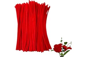 WNYBRIO 300pcs Bulk Red Pipe Cleaners Chenille Stems - Soft Craft Supplies for DIY, Flowers, Art, Sensory Play (0.24x12 Inch/6mm x 30cm)