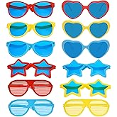 Kabcifea 12 Pieces Jumbo Plastic Sunglasses,Multi-style Novelty Clown Funny Props Giant Party Sunglasses Shutter Shades Oversized Eyewear for Festival Costume Cosplay Party Supplies Accessories